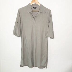 Pure Amici Gray Popover A-Line Dress Size‎ Small Collar Lagenlook Minimalist